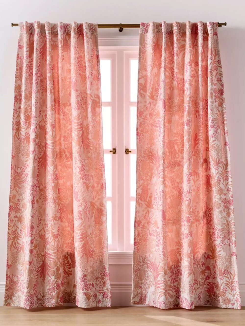 Anthropologie Kanela Woven Scenic Curtains Blush Pink 50x96 Set of 2 NWT